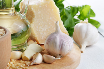 Raw Ingredients for pasta pesto