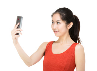 Naklejka premium Asia wman selfie
