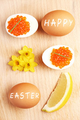 Easter eggs and caviar
