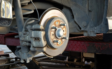 Naklejka premium Brake disk and the wheel assembly