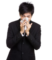 Asia businessman nose allergy