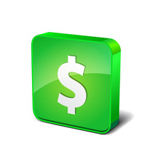 Dollar 3d Rounded Square Green Vector Button Icon Design