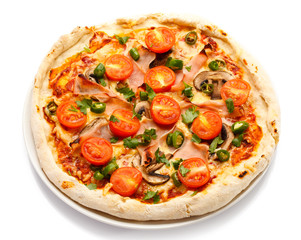 Pizza on white background