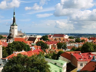 Fototapeta premium Top-view of the Old Town of Tallinn