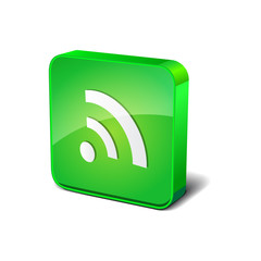 RSS 3d Rounded Corner Green Vector Icon Button