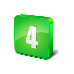 Fototapeta premium 4 Number 3d Rounded Corner Green Vector Icon Button
