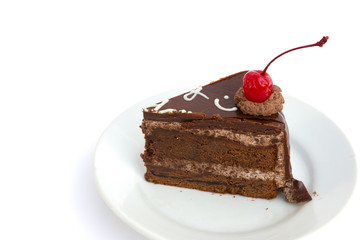 Chocholate cake isolated on white background