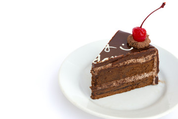 Chocholate cake isolated on white background