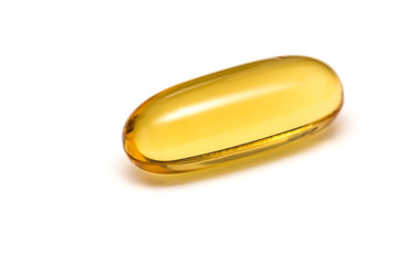 Transparent Yellow Medicine Pill Isolated On White