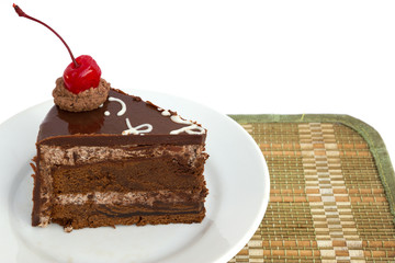 Chocholate cake isolated on white background