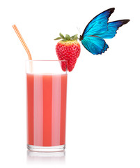 Strawberry smoothie with butterfly