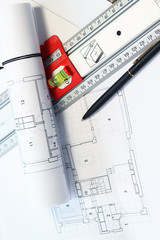 Architecture project on the table and tools