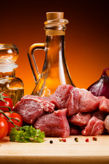 Fresh raw pork on cutting board