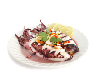 Squid steamed with lemon
