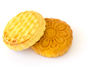 Moon cake isolated on white background