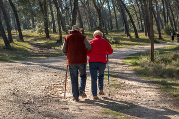 Couple retraité en promenade