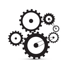 Cogs - Gears Black Illustration on White Background