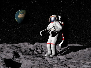 Man on the moon - 3D render