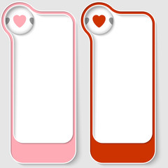 set of two vector text boxes with heart