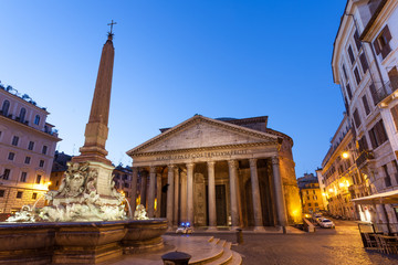 View of Pantheon at sunrise. Rome. Italy. Piazza della rotonda.