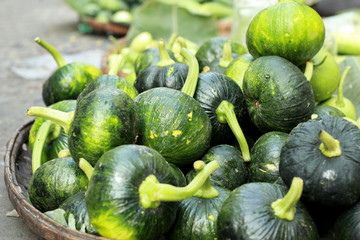 Fresh green pumpkin in the market
