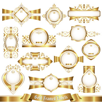 White gold-framed labels set 4