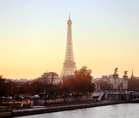 Fototapeta na wymiar View on Eiffel Tower in the evening, Paris, France