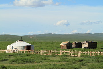 Jurte in der mongolischen Steppe
