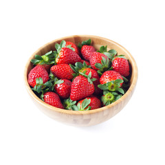 Strawberries in wooden bowl