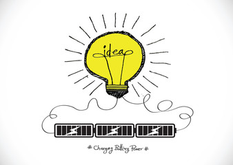 Light bulb Charging Battery Power Idea design