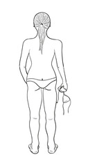 sketch of the girl in swimsuit