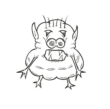 sketch of the ugly creature