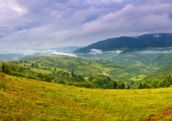 Naklejka premium Travel along mountain ridges in spring