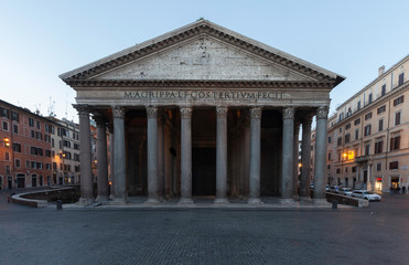 Naklejka premium View of Pantheon at sunrise. Rome. Italy. Piazza della rotonda.