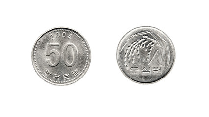Coin 50 won. South Korea