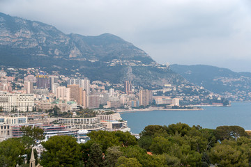 Fototapeta na wymiar View of Ligurian Alps in Monaco