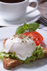 sandwich with egg Benedict and tomato vertical.