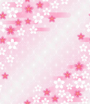 桜と麻の葉模様の背景