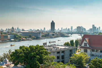 view on the city of Bangkok along Chao Praya River