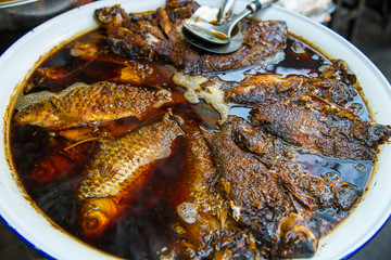 cooking of Fried  fish,  thai food