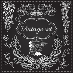 Set of cute retro flowers