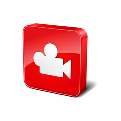 Video 3d Rounded Corner Red Vector Icon Button