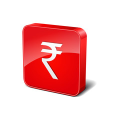 Rupee 3d Rounded Corner Red Vector Icon Button