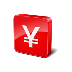 Obraz premium Yen 3d Rounded Corner Red Vector Icon Button