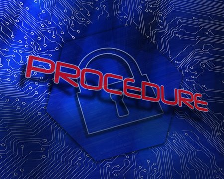Procedure against lock graphic on blue background
