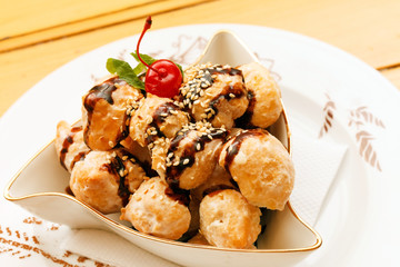 profiteroles with chocolate