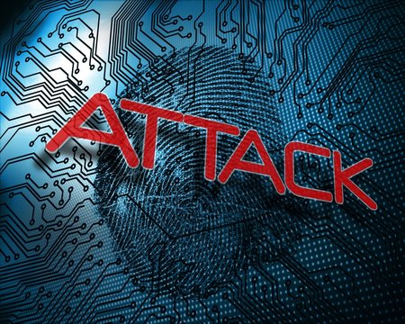 Attack against illustration of blue fingerprint