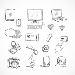 Doodle social media icons set