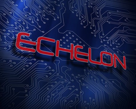 Echelon against blue technology background