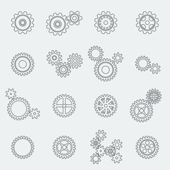 Cogs wheels and gears pictograms
